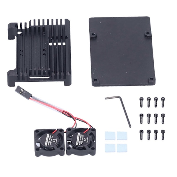 Kabinett for Raspberry Pi 4 B Aluminiumlegering Varmeavledning Beskyttelsesetui med Vifte