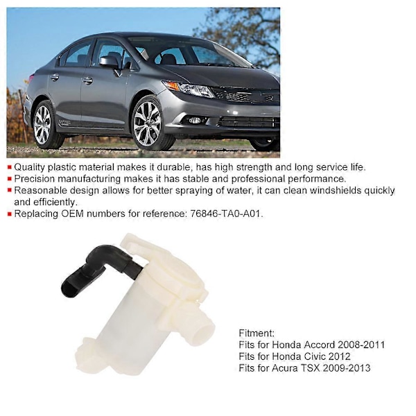 Vinduesviskerpumpe 76846-TA0-A01 OEM Passer til Honda Accord 2008-2011