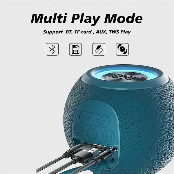 TG337 Bluetooth Högtalare Portabel TWS Trådlös Mini Bas LED Högtalare IPX7 Utomhus Musikspelare Rosa