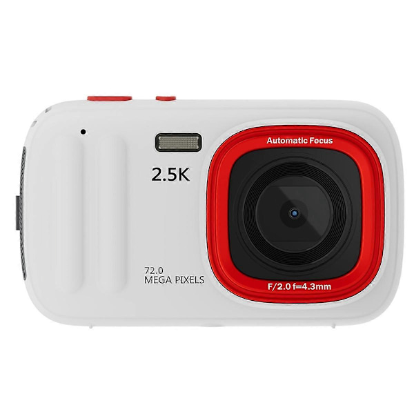 72MP Digitalkamera 2.5K Kompakt Point and Camera, 16X Zoom Autofokuskamera med Mp3 for Barn Hvit