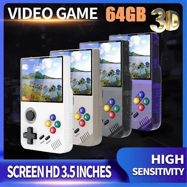 M19 Retro Videospillkonsoll 64G Håndholdt Klassisk Nostalgisk Arkadespillkonsoll 3D Joystick Opptil 25 Simulatorer for D