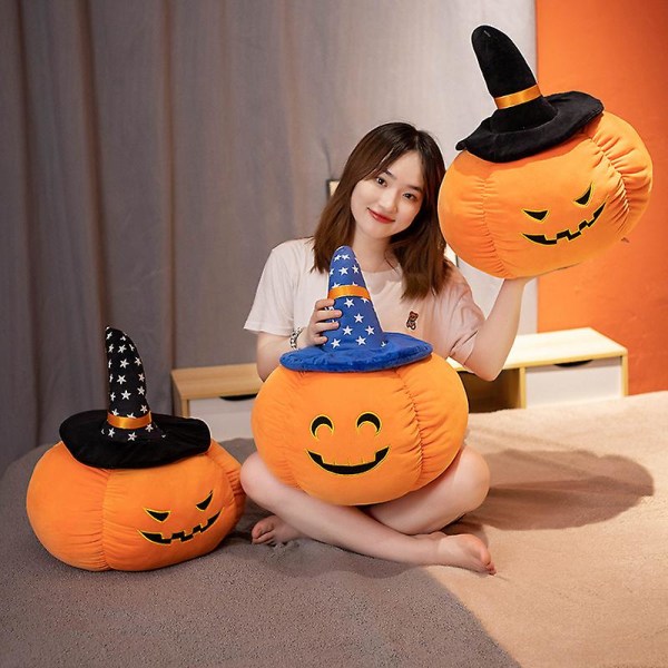 Jwl-hot Rea Simulering Pumpa Jul Halloween Presentleksaker Plyschkudde Plyschkudde Docka Mini Pumpaleksak för barn Heminredning black hat smile 50cm