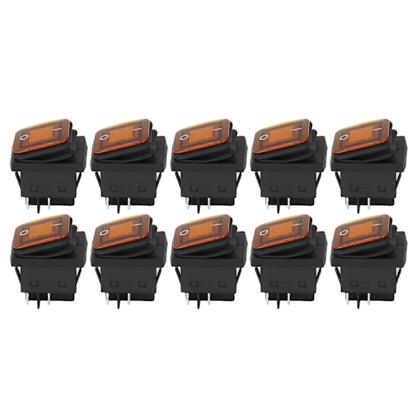 10 stk. 2-positions vippekontakt til/fra 30A AC 125V 250V til båd med LED-lys 4 ben orange