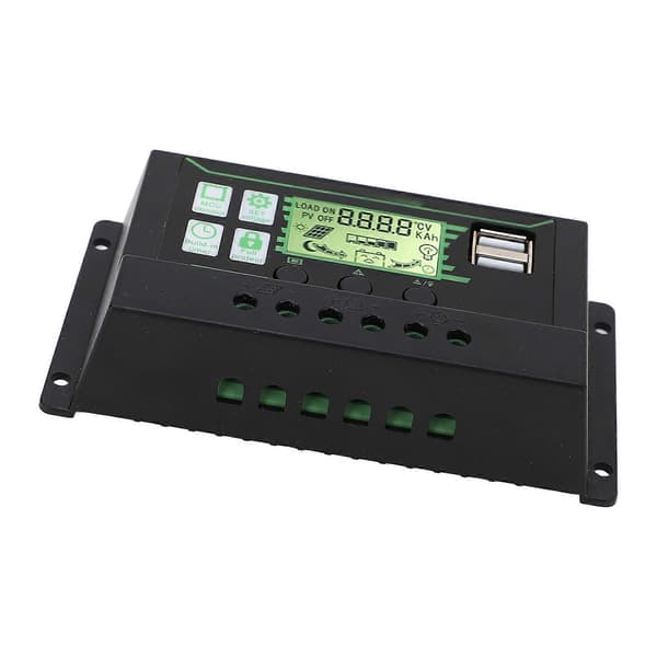 Solarladdningsregulator 20A 2 USB-utgångar PWM-kontroll 3-stegs Laddning Solpanel Regulator 12V 24V