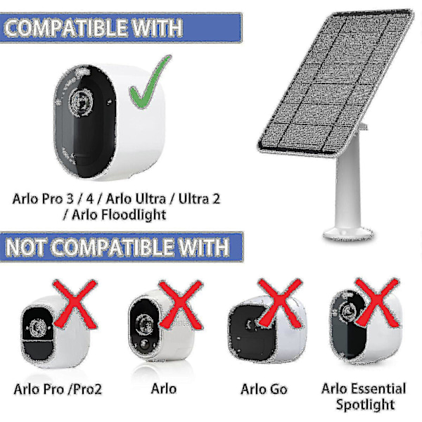 Solpanel Laddning För Arlo Ultra/ultra 2/pro 3/pro 4/pro 3 Floodlight/go 2 4w Fri Frakt Black