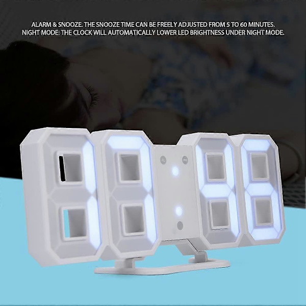 Multifunktionell 3D Digital Väggalarm med Snoozefunktion och LED-display