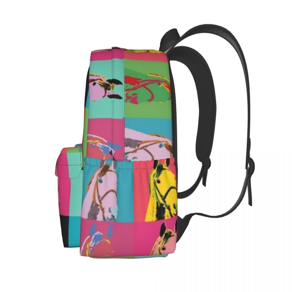 Färgglad Hästkonst Ryggsäck Herr Dam Hemliga Hästar Racing Mönster Ryggsäckar Eleganta Skolväskor Vandring Färgglad Rucksack style 1