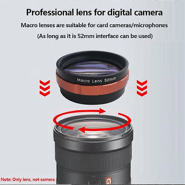 52mm Makro Objektiv Filtersett for Blomster, Insekter, Diamantsmykker Makro Kamera Objektiv Filter for Kamera
