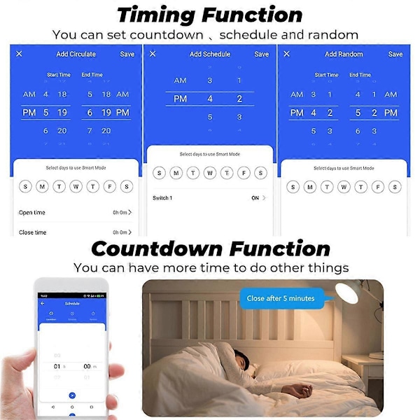 RF433 WiFi Smart Switch Tuya 16A Lyskontakt MiniHome Afbryderrelæ med Strømovervågning Smart Life APP Stemmestyring til Alexa, A