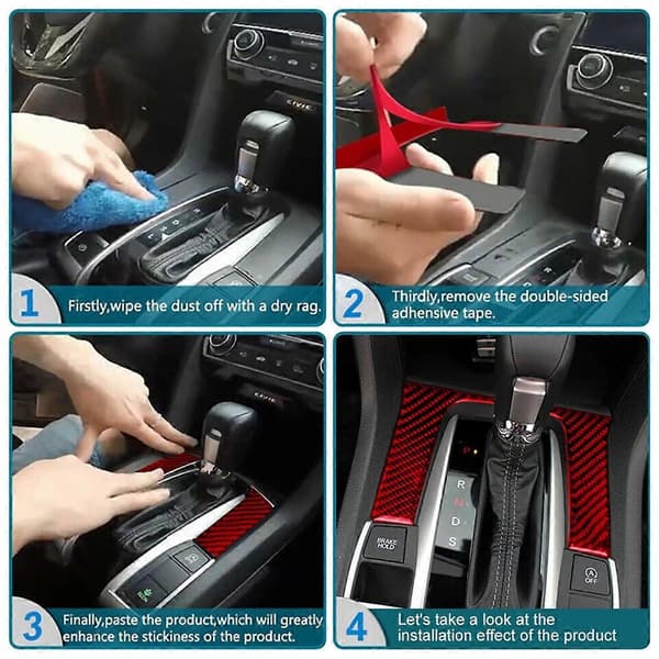 Röd Kolfiber Instrumentbräda Täckslist Trim för C-Klass W204 2007-2010