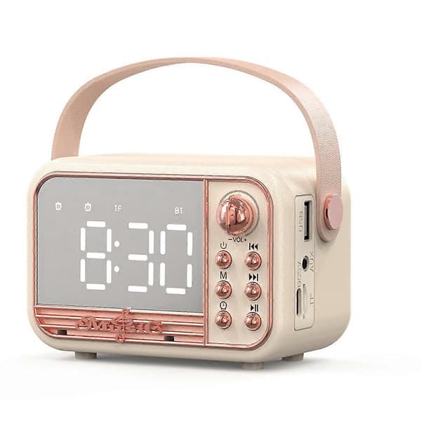 Väckarklocka Bluetooth 5.0 Högtalare Stöd TF-kort U Disk AUX 3D Ljudbalans Diffusionstyp Väckarklocka Högtalare B