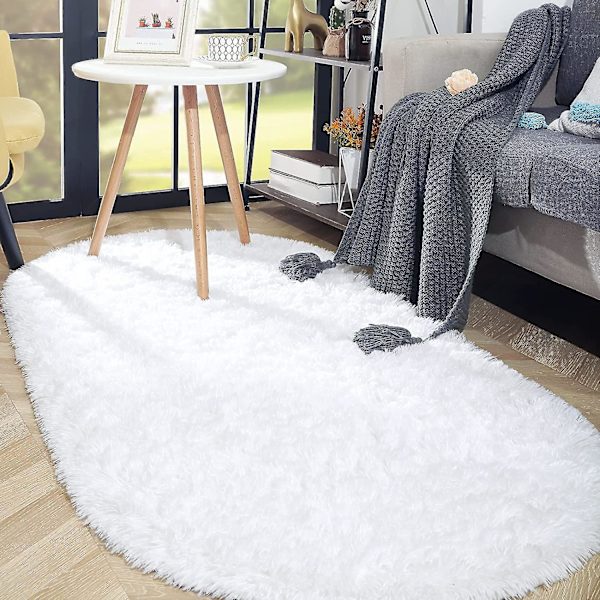 Tflycq Ovala Fluffiga Mattor, Modern Plysch Shaggy Matta För Barn Sovrum Extra Bekväm Söt Barnmatta Sängmatta För Pojkar Flickor Rum Heminredning