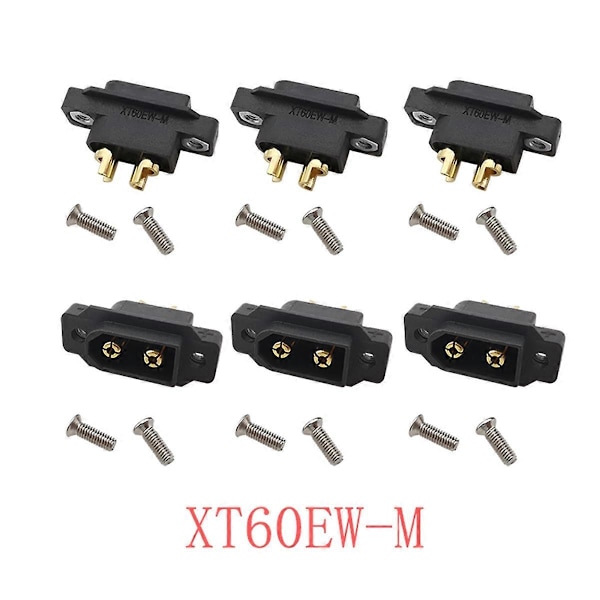 6 kpl Musta XT60EW-M XT60 Urosliitin Ruuvikiinnitteinen Levy Paneeliasennus XT60EW Liitin RC Lipo Akulle FPV RC