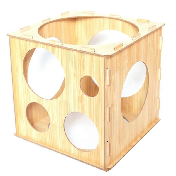 Bärbar 9-håls Trä Ballongmätare Box Kub Mätverktyg För Ballongdekoration