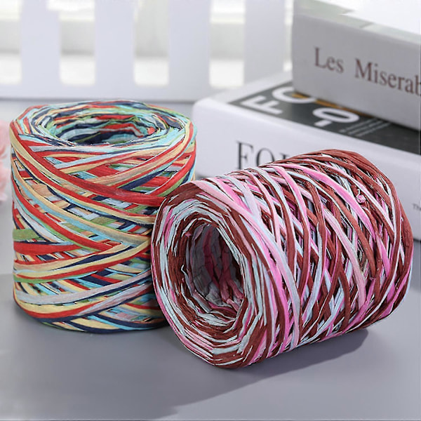 1 Rulle Papperssnöre Återvinningsbart DIY Klar Textur Handstickad Omslag Raffia Halm för Festival Grey