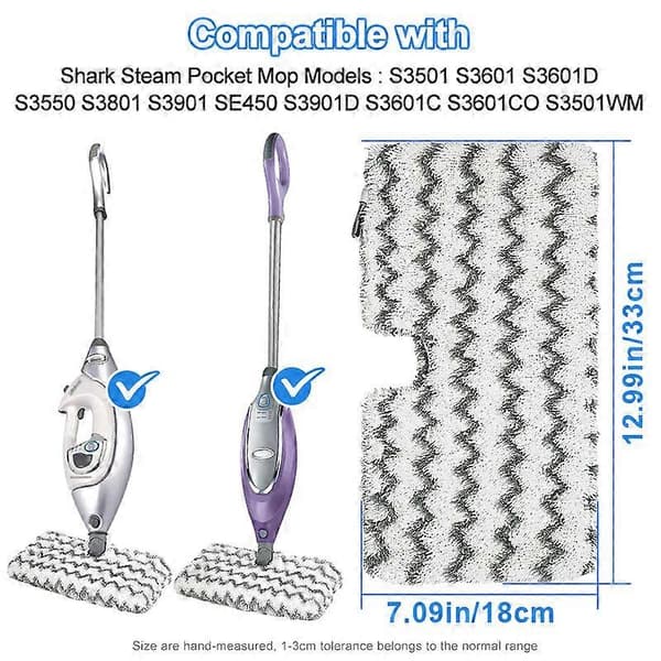 Moppdynor kompatibla med Shark Klik n Flip S6001 S6003 ångmopp, 2 dynor