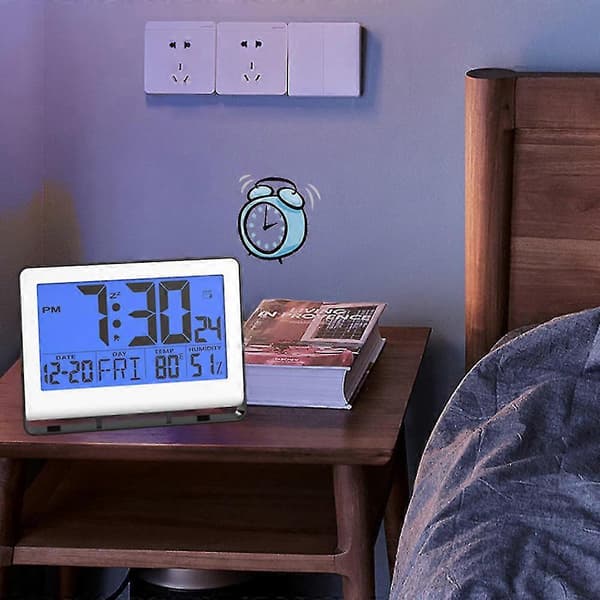 Luova yksinkertainen seinäkello, elektroninen kello, lämpötila ja kosteus
