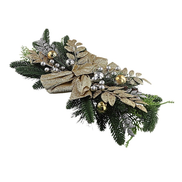 Jul, Trappe Juleguirlande til Trapper, Dør, Pejs, Vindue, Udendørs Indendørs Juledekoration 60x30cm Guld