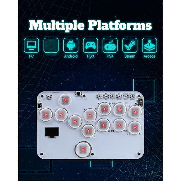 13-Painikkeinen Arcade Stick -ohjain Leverless-ohjain RGB Fight Stick PC-peliohjain Näppäimistö