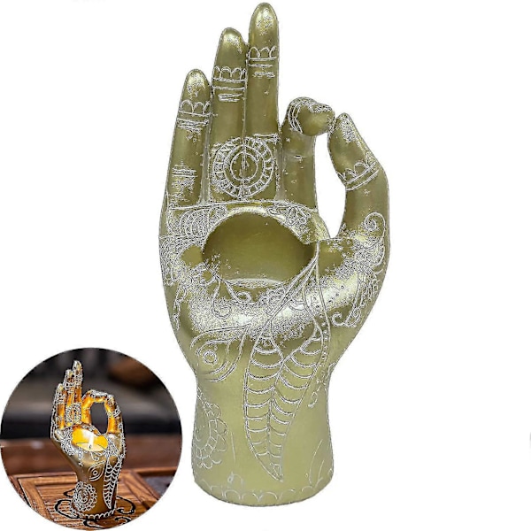 Buddha Yoga Ljushållare, Mudra Hand Bordsskiva, Värmeljushållare, Dekoration, Statyer, Hemmakontor, Samlarfigurer För Avkoppling, Gåva