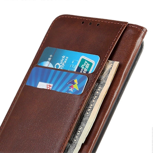 Til Xiaomi Redmi 13c Etui Split Læder Magnetisk Auto-absorberende Telefoncover Coffee