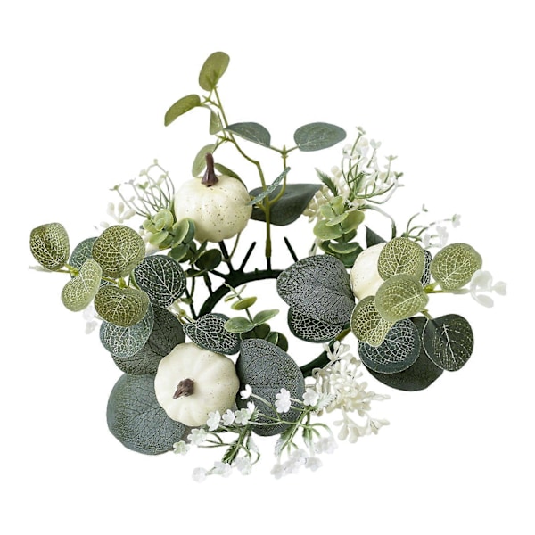 Konstgjord Pumpa Ljusring Krans Blommig Bordsdekoration Falsk Blomma Ljusring för Hem Bröllop Bordsdekor