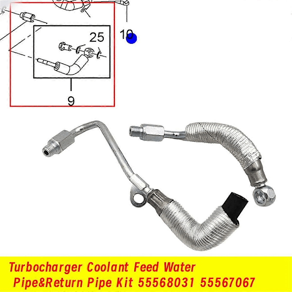 2 ST Turboaggregat Kylvätska Matning Vattenrör & Returrör Kit 55568031 55567067 för Adam Meriva B