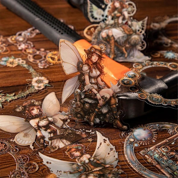 Steampunk Scrapbook Stickers Set, 120 st Fé-dekaler för Scrapbooking, Junk Journaling, Hantverk, DIY-projekt