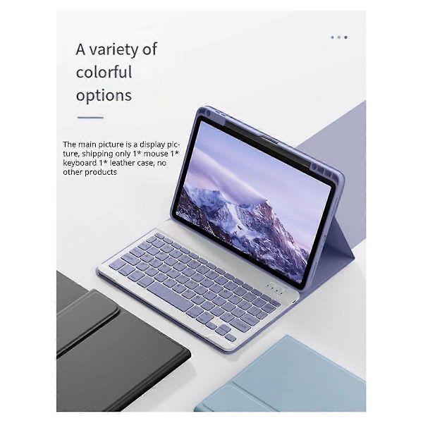 Etui til Pad 5/5 Pro 11 tommer aftageligt fladt tabletetui med tastaturcover lilla