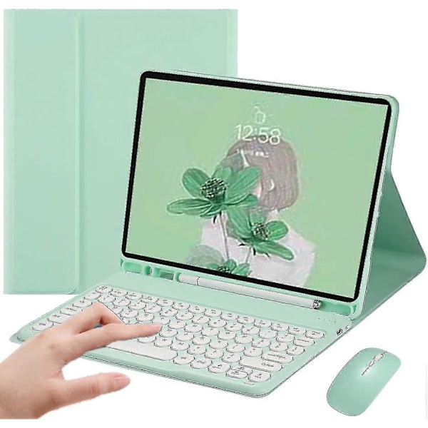 Ipad Mini 6 2021 Värillinen Näppäimistö Kotelo Hiiri Söpö Pyöreä Näppäin Ipad Mini 6. Sukupolvi 8.3 Tuuman Langaton Bluetooth Irrotettava Näppäimistösuoja Kynätelineellä Light Green