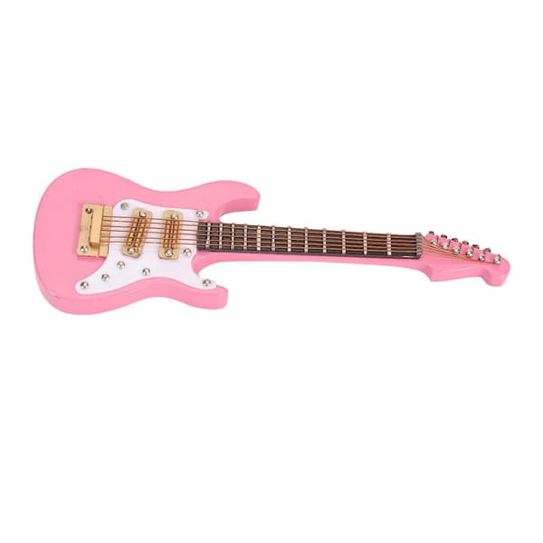 Gitarrbrosch Trendig Elegant Handgjord Miniatyrgitarr Slagstift Musikinstrument Brosch för Fest Vardagsbruk Rosa