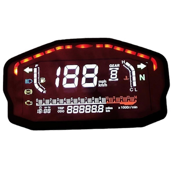 Digitalt Motorcykel Speedometer LED Dashboard RPM til