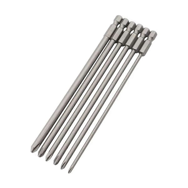 6 stk. 150 mm skrutrekkerbits med magnetiske skrutrekkerbits, slisset, profesjonelle skruverktøy