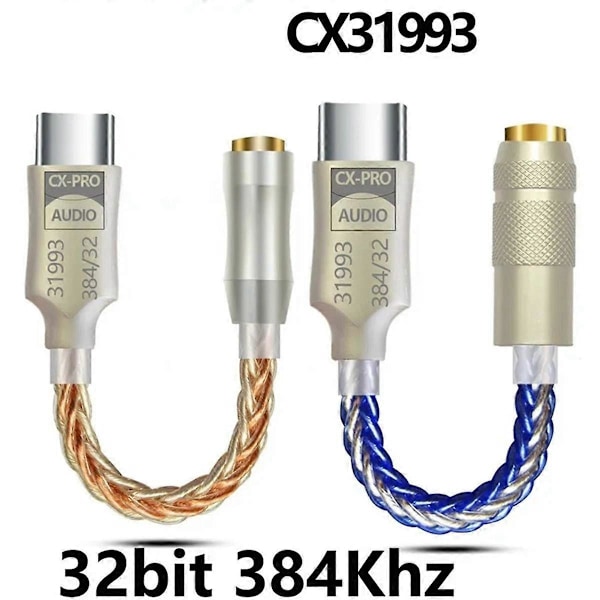CX31993 HiFi DAC Typ C till 3,5mm Hörlursförstärkare Ljuddekoder IEM AMP Mobiltelefonadapter med USB-adapter B