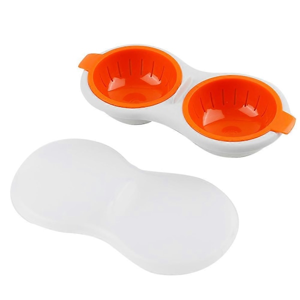 Kaksikerroksinen Mini Munankeitin Aamiaiskeitin Mikroaaltouuniin (Oranssi)