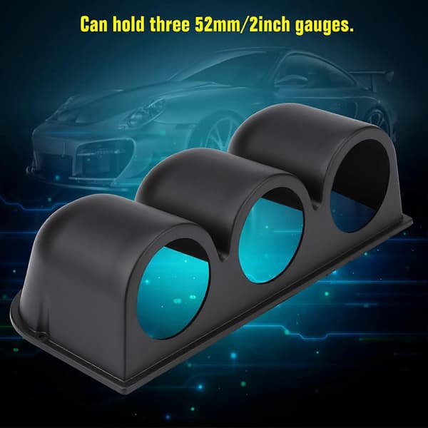 Svart Universal 52mm/2\" 3 Håls Trippel Instrumentpanel Mätarhållare