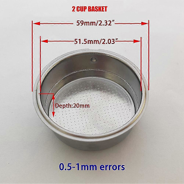 51 mm:n pohjaton kahvin uudelleenkäytettävä suodatin Portafilter Homix-pidikkeelle 60 mm 15-20 baaria espressolle