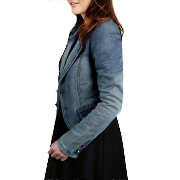 Dam Denimjacka Jeansjacka Kavaj Ytterkläder Casual Topp Plusstorlek M