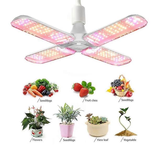 LED Vekstlys Sammenleggbar Phyto Lampe Fullspektrum Pære for Innendørsplanter Blomstring Vekstlamper Hage E27 C