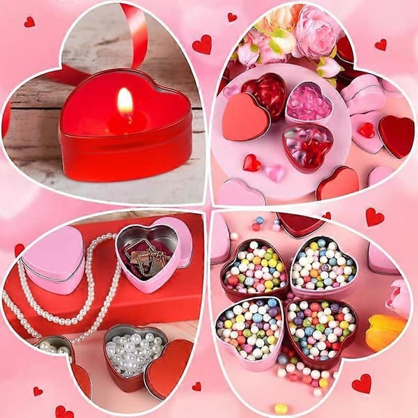 12 stk. 2oz Valentinsdag Hjerte Dåser med Låg Bulk Hjerte Lysglas Valentins Lysbeholdere, til Lysfremstilling