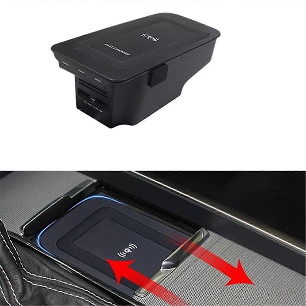 Trådløs biloplader induktionsplade til XC90 S90 V90CC S60 XC60 2015-2022 15W hurtigopladende telefonholder