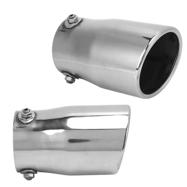 Sølv Universal Eksospotte Rustfritt Stål Eksosrør 76mm/2.99in Innløp 89mm/3.50in Utløp for Bil