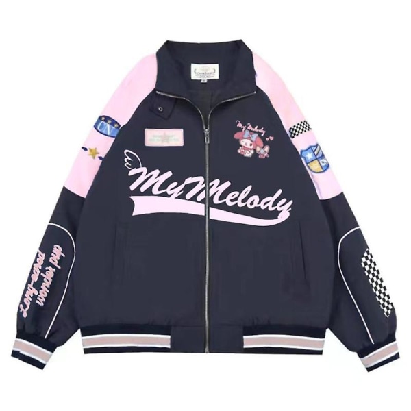 2023 Y2k Sanrio Kuromi Jacka Söt My Melody Cinnamoroll Biker Punching Kvinna Lös Racerjackor Kvinnliga Vardagskläder Gåva My Melody Jacket s 40-45kg