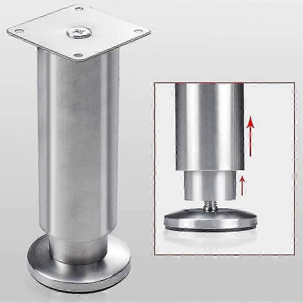 4 Justerbare Møbelben Rustfritt Stål Møbelben Børstet Metallben, Tykt Materiale, sølv(3.8cm)