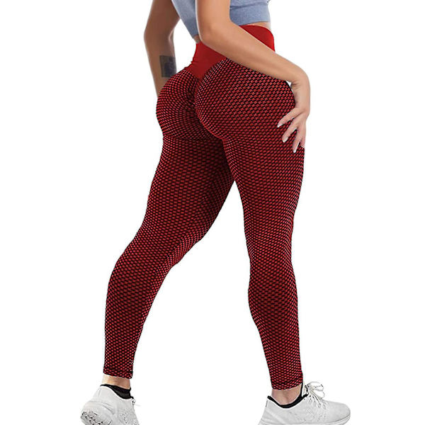 Tflycq Dam Stretch Yoga Leggings Fitness Löpning Gym Sport Fullängds Aktiva Byxor Red M