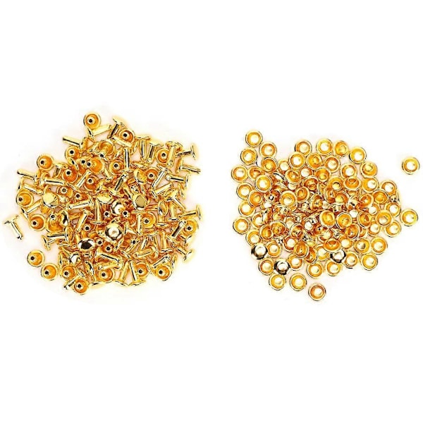 200 st Dubbla Runda Nitar Fästdelar Läderskor Väska Klädtillbehör Imitationsguld 6 x 8 mm Dubbla Runda Nitar