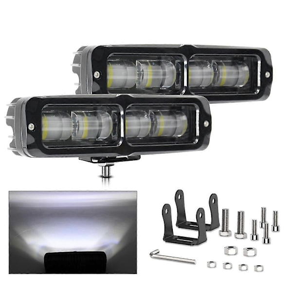 2 STK 6 Tommers LED Lys Bar, 80W Tåkelys Off Road Lys Arbeidslys Bar for Lastebil SUV ATV Båt Motorsykkel, Hvitt Lys
