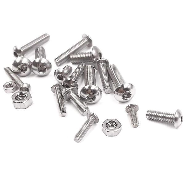 500 stk. M3 M4 M5 Rustfritt Stål Sekskant Socket Knapphode Skruer Muttere Kit QinHai