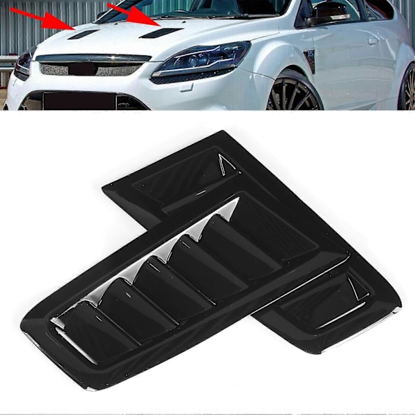 Par Främre Motorhuvsventiler Luftutsläpp Ersättning för Focus RS MK2 Stil Universal Glansigt Svart