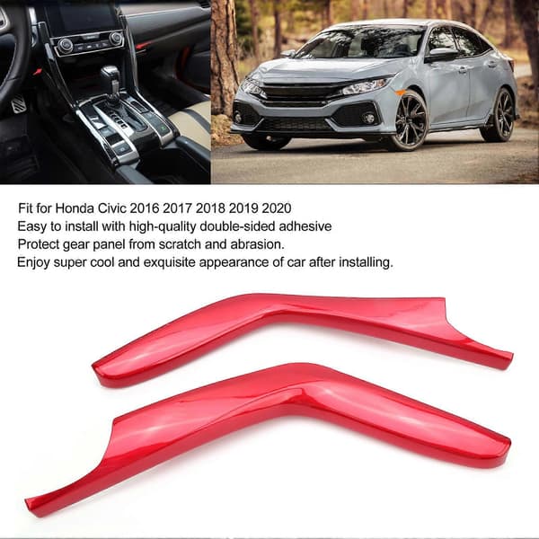 1 Par Girboks Panel Deksel Trim Tilbehør Passer for Honda Civic 2016 2017 2018 2019 2020 Rød